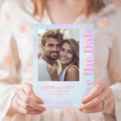 Helle, moderne Neonhochzeit spart das Datum Einladung