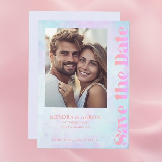 Helle, moderne Neonhochzeit spart das Datum Einladung