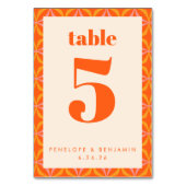 Helle, moderne Orange Retro Geometrie Tischnummer (Vorderseite)