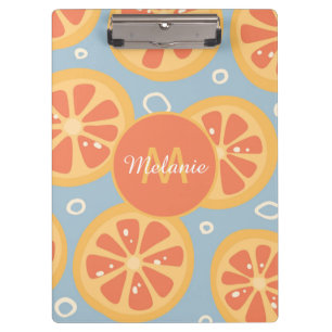 Helle moderne orange Scheiben Muster personalisier Klemmbrett