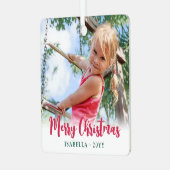 Helle moderne Schrift Frohe Weihnachten Einfaches  Ornament Aus Metall (Vorderseite links)