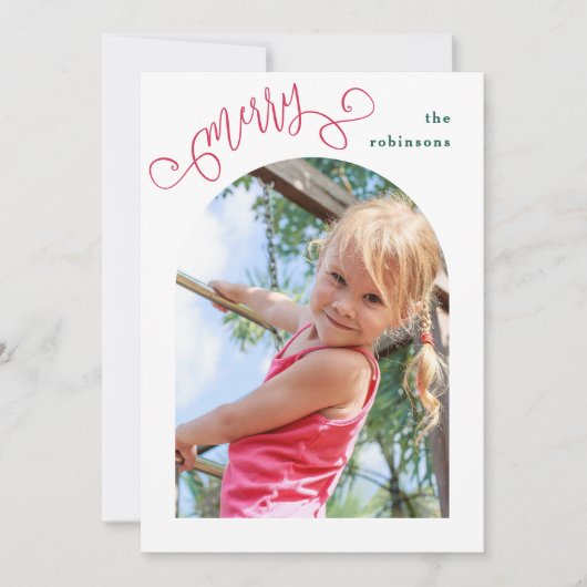 Helle moderne Schrift Merched Foto Weihnachten (Vorderseite)