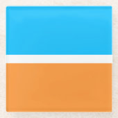 Helle, moderne Sky Blue White Orange Farbblock Glasuntersetzer (Vorderseite)