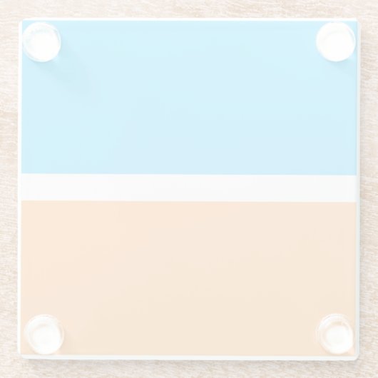 Helle, moderne Sky Blue White Orange Farbblock Glasuntersetzer (Rückseite)