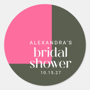 Helle modische groovy rosa grüne Hochzeitsdusche C Runder Aufkleber