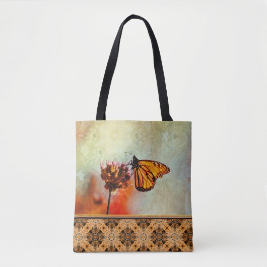 Helle Monarch Butterfly Blume Mandala Tile Tasche (Vorderseite)