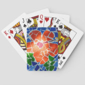 Helle Mosaikrote Blume Spielkarten (Rückseite)