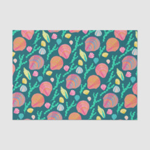 Helle Muscheln und Algenmuster Seidenpapier