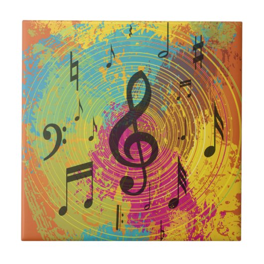 Helle Musiknote über die Explosion der Farbe Fliese (Vorderseite)