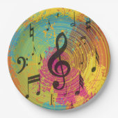 Helle Musiknote über die Explosion der Farbe Pappteller (Vorderseite)
