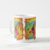Helle Musiknoten bei Explosion der Farbe Kaffeetasse (Vorderseite Links)