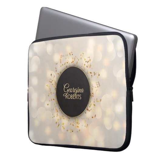 Helle Musiknoten und Individuelle Name-Laptop-Sieb Laptopschutzhülle (Vorderseite Links)