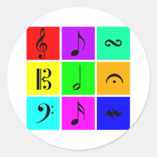helle Musiksymbole Runder Aufkleber