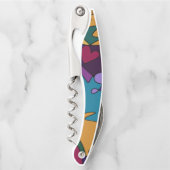 Helle, mutige, bunte abstrakte Gekritzel-Kunst Kellnermesser (Vorderseite)