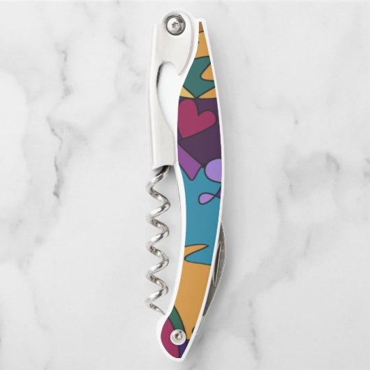 Helle, mutige, bunte abstrakte Gekritzel-Kunst Kellnermesser (Vorderseite)
