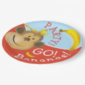 Helle mutige bunte gehen Bananen-Affe-Party Pappteller (Schrägansicht)