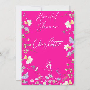 Helle, mutige wilde Blumen Schriftzug Braut-  Einladung