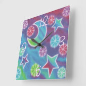 Helle Nacht 'Numbers' Uhr Quadrat (Winkel)