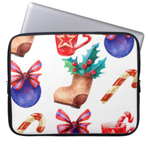 Helle, nahtlose Neujahrsmuster aus Süßigkeiten, Ba Laptopschutzhülle