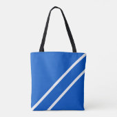 Helle nautical Blue Sleek Diagonal Weiße Streifen Tasche (Rückseite)