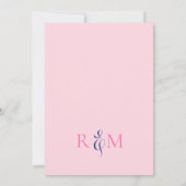 Helle Navy Rosa einfache Monogramm Hochzeit Einladung (Rückseite)