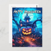 Helle Nefarious Happy Halloween Pumpkin Postkarte (Vorne/Hinten)