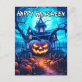 Helle Nefarious Happy Halloween Pumpkin Postkarte (Vorderseite)