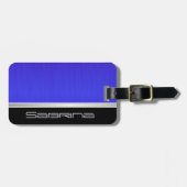 Helle Neon Blue Brush Steel und Silver Print Gepäckanhänger (Vorderseite horizontal)