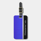 Helle Neon Blue Brush Steel und Silver Print Gepäckanhänger (Vorderseite vertikal)