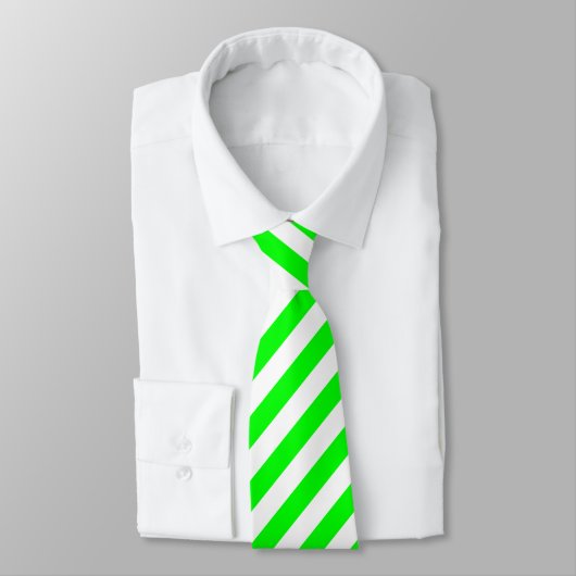 Helle Neon Chartreuse Green Stripe Necktie Krawatte (Gebunden)