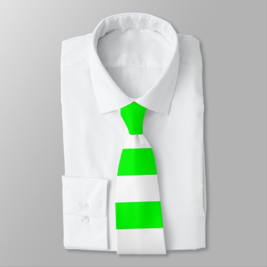 Helle Neon Chartreuse Krawatte Grün und Weiß Strei (Gebunden)