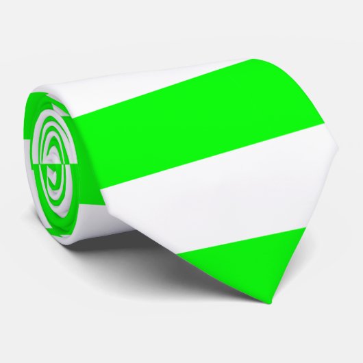 Helle Neon Chartreuse Krawatte Grün und Weiß Strei (Gerollt)