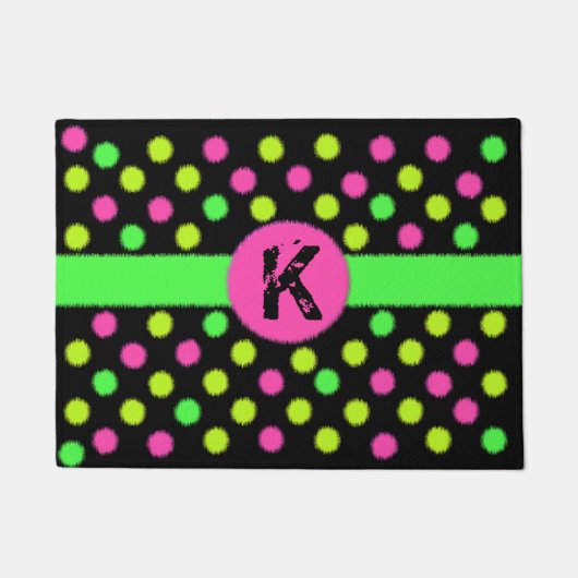 Helle Neon farbige Polka Dot Monogram Dot Mat Fußmatte (Vorderseite)