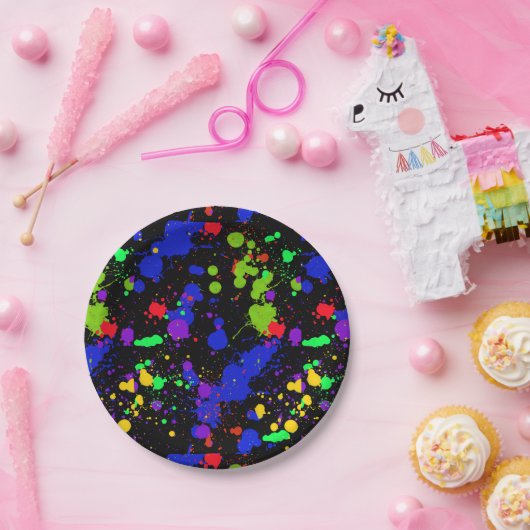 Helle Neon, farbiger Spritzer, benutzerdefiniert Pappteller (Party)