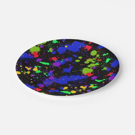 Helle Neon, farbiger Spritzer, benutzerdefiniert Pappteller (Schrägansicht)