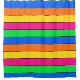 HELLE NEON FLUORO FARBEN PINK GELBE ORANGE LINIEN DUSCHVORHANG