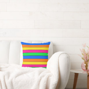 HELLE NEON FLUORO FARBEN PINK GELBE ORANGE LINIEN KISSEN