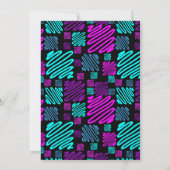 Helle Neon Geometric Muster Schwarz 25. Geburtstag Einladung (Rückseite)