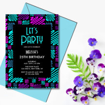 Helle Neon Geometric Muster Schwarz 25. Geburtstag