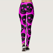 Helle Neon Hot Pink Goth Big Print Skulpturen Leggings (Rückseite)