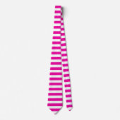 Helle Neon Hot Pink und White Strip Krawatte (Vorderseite)