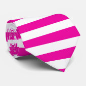 Helle Neon Hot Pink und White Strip Krawatte (Gerollt)