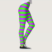 Helle Neon Lila und grün horizontal gestreift Leggings (Rechts)