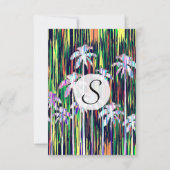 Helle Neon mehrfarbige Palmen und Streifen Einladung (Rückseite)