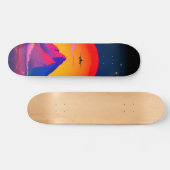 Helle Neon Mountains Sunrise Flugzeug Skateboard (Horizontal)
