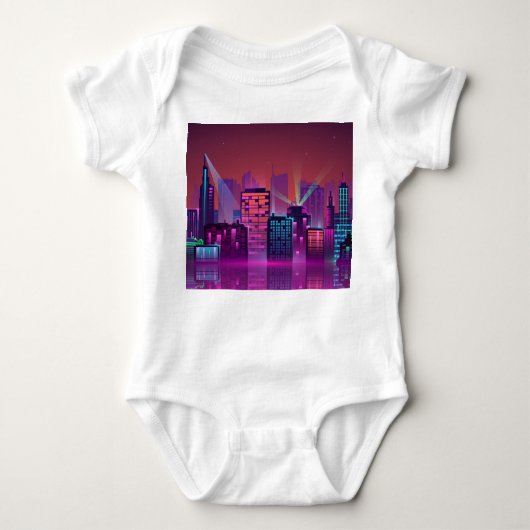 Helle Neon Nacht City, Vintag. Baby Strampler (Vorderseite)