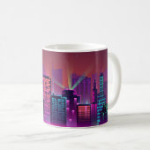 Helle Neon Nacht City, Vintag. Kaffeetasse (VorderseiteRechts)