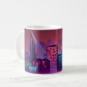 Helle Neon Nacht City, Vintag. Kaffeetasse (Vorderseite Links)