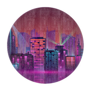 Helle Neon Nacht City, Vintag. Schneidebrett