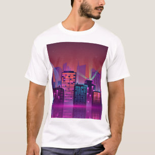 Helle Neon Nacht City, Vintag. T-Shirt